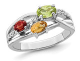 1.00 Carat (ctw) Peridot, Garnet and Citrine Ring in Sterling Silver